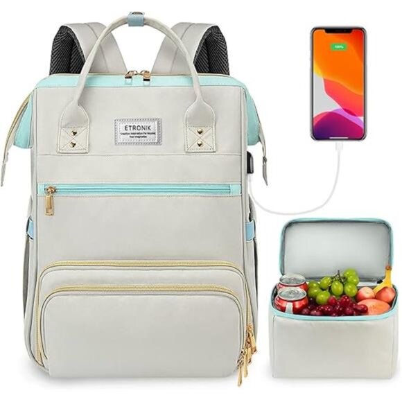 Lunch Backpack, 15.6 Inch Laptop Backpack with USB Port, Stylish Nurse main image 6